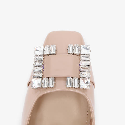 西遇浅口单鞋女2026春季新款粗跟水钻方扣一脚蹬方头高跟鞋V0166282 商品图5