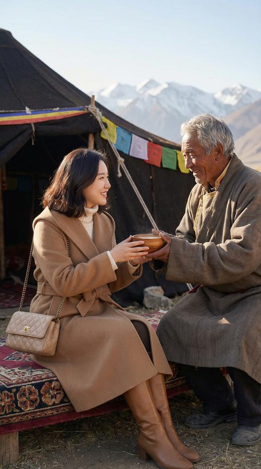 HN 连帽浴袍款设计系带双面手工长款大衣 商品图2