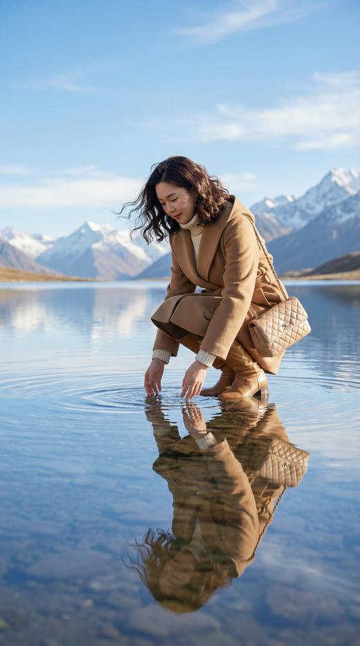 HN 连帽浴袍款设计系带双面手工长款大衣 商品图4