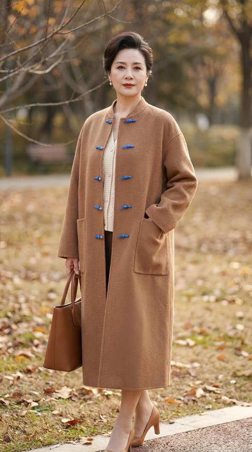 中式领对襟双面手工大衣 商品图0