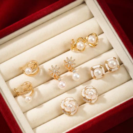 （春节不打烊）Manreya 新年不打烊一周珍珠耳钉耳夹礼盒 商品图4