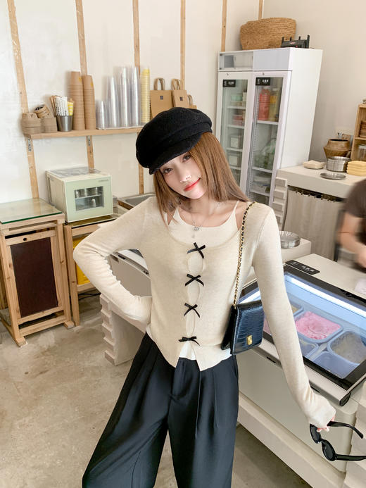 <曾小咸推荐>2.17现货秒杀 ！微信超特价！2色蝴蝶结假两件针织衫 日常159.99 立减80 秒杀79.99！！ 商品图10