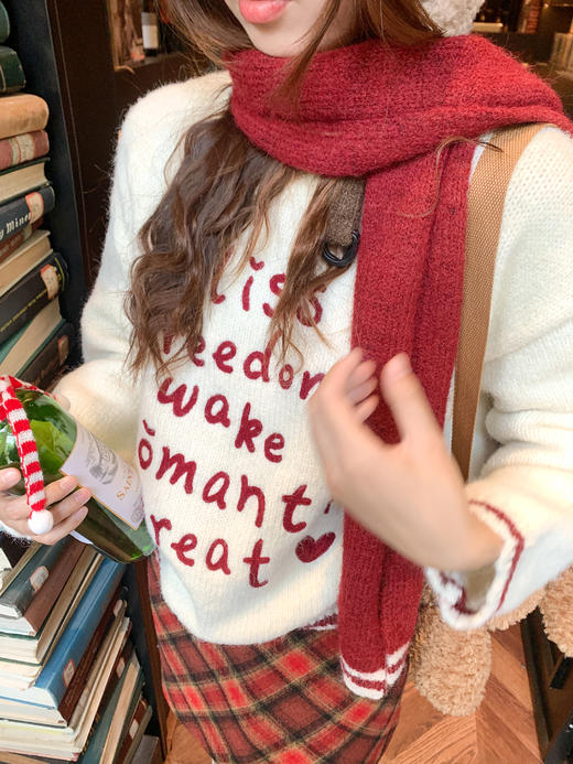 <曾小咸推荐>3.9现货秒杀 ！微信超特价！字母刺绣毛衣 日常219.99 立减100 秒杀119.99！！撞色围巾  秒杀39.99！！ 商品图6