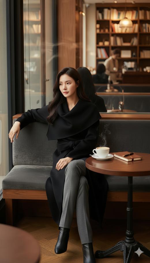 AL 休闲版型撞色围巾款无领双面手工大衣 商品图3