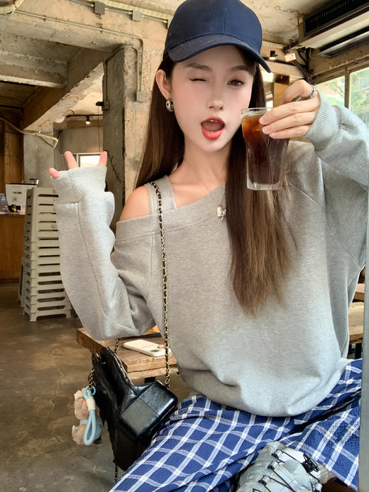 <曾小咸推荐>2.17现货秒杀 ！微信超特价！斜肩长袖卫衣 日常159.99 立减80 秒杀79.99！！ 商品图4