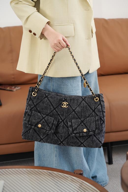 香奈儿 25k Hobo购物袋 黑色牛仔（LZ） 商品图3