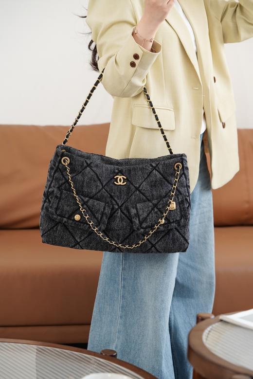 香奈儿 25k Hobo购物袋 黑色牛仔（LZ） 商品图6