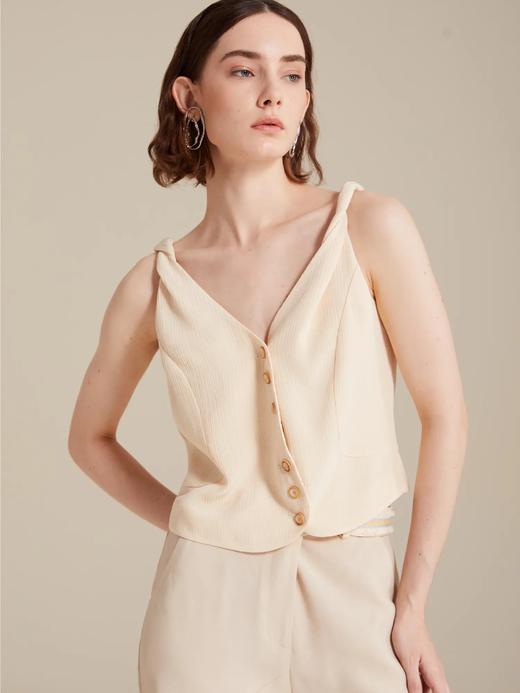 醋酸光泽肌理感不对称马甲 商品图1