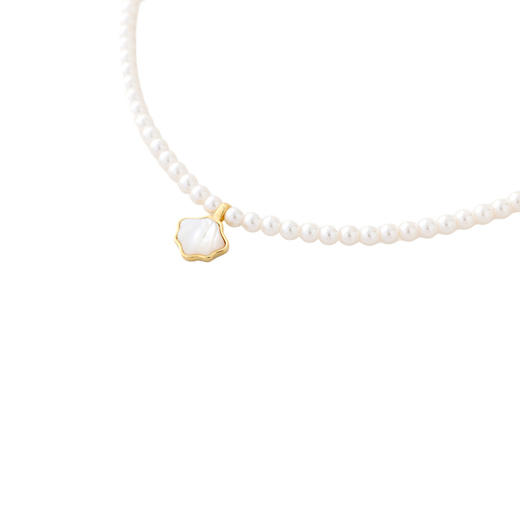 三彩2026新款镀金包边贝壳吊坠项链小米珍珠简约通勤约会温柔气质 商品图2