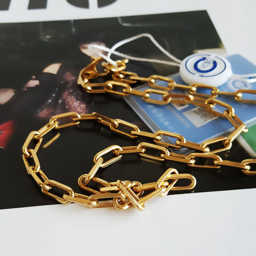 【95新】Cartier卡地亚Santos de Cartier系列B7009000中号18K黄金斯巴达项链链长约57cm中性款290126TJ55 商品图5