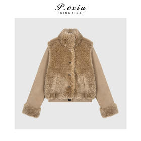 A008潘依绣丁丁宠粉高级感拼接假两件气质立领长袖保暖外套Q21547