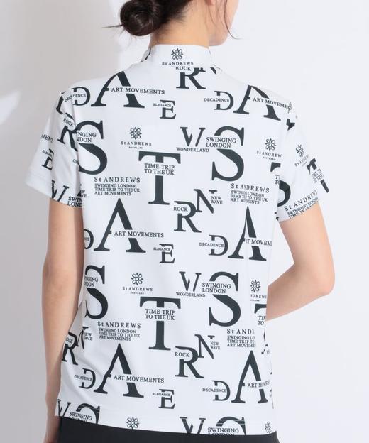 日本St ANDREWS高尔夫 女款 通体字母印花小高领光滑短袖 弹力速干 商品图4