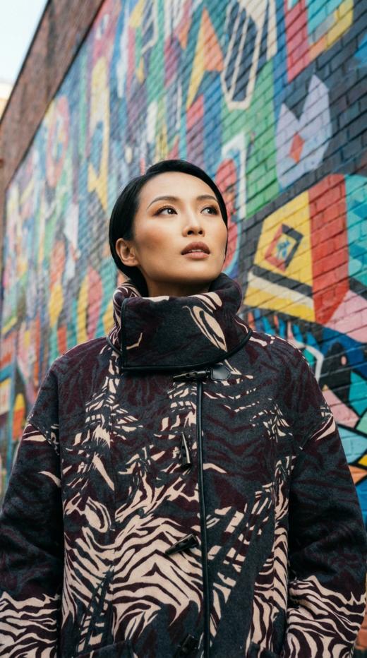 HN 双面穿围巾款撞色双面手工大衣 商品图4