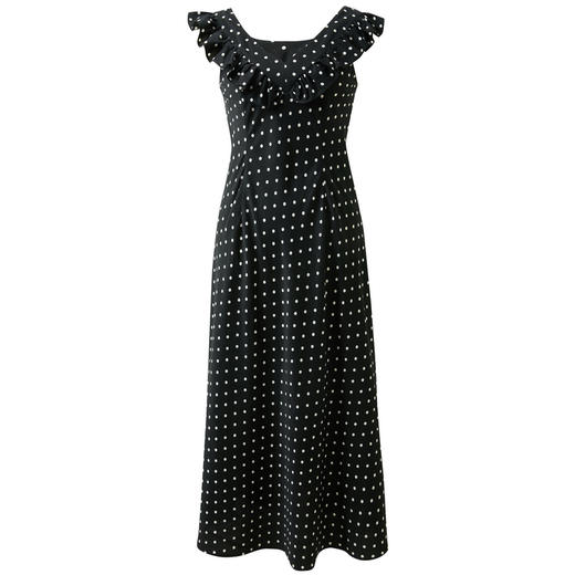 三彩2026春季新款法式复古波点裙V领收腰A字裙两穿连衣裙长裙M 商品图4