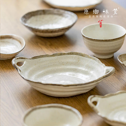 【系列满39元包邮】日本复古粉引双耳沙拉碗/椭圆长方盘/饭碗（基地直发-中通快递）| 多种规格，日本进口【合作生产，公平贸易】 商品图9
