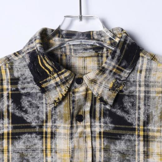 SDSA男装2026新款高贵轻奢美式复古扎染撞色格纹格子长袖衬衫百搭 商品图1