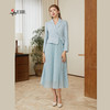 司歌假两件西装连衣裙翻领长袖春秋压褶中长裙A921184X 商品缩略图0