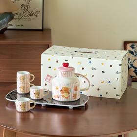 【黄油格子小熊系列】恒温茶壶套装网红陶瓷茶具套装ins风高颜值卡通家用办公泡茶杯壶