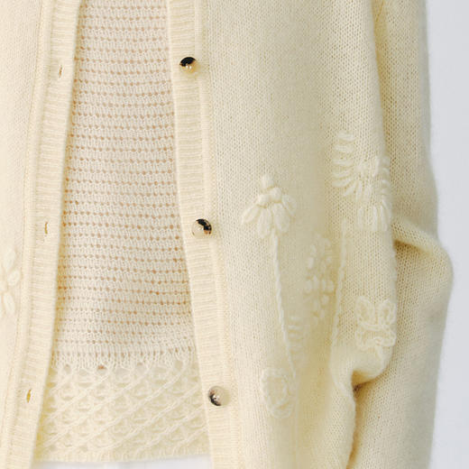 东黎 • 复苏的呼吸 淑气生花 丝绒女士手绣春日精致百搭圆领开衫 6053 商品图9