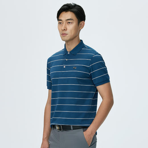 【莱赛尔】德鲨夏新款短袖条纹POLO衫男时尚高级感翻领T恤 商品图1