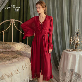 【YW】无忧购情趣内衣性感蝴蝶结点缀纯欲前开叉睡裙外袍套装6751（截单后3-5天发货)