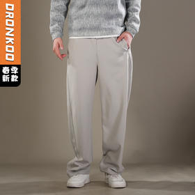 DRONKOO 2026 抽绳松紧腰前破骨后单贴袋中厚卫裤长裤