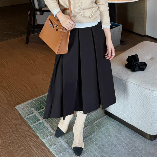 2602103     厚羊毛 百褶裙 A子版型 遮肉百搭 商品图1