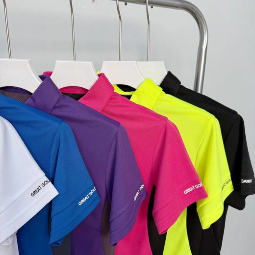 GGG 女士高尔夫 多色拼接网眼翻领短袖POLO衫 轻薄透气 商品图1