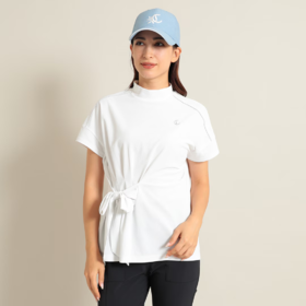 Callaway 高尔夫女士 蝴蝶结绑带不规则收腰短袖 宽松半高领 吸水速干