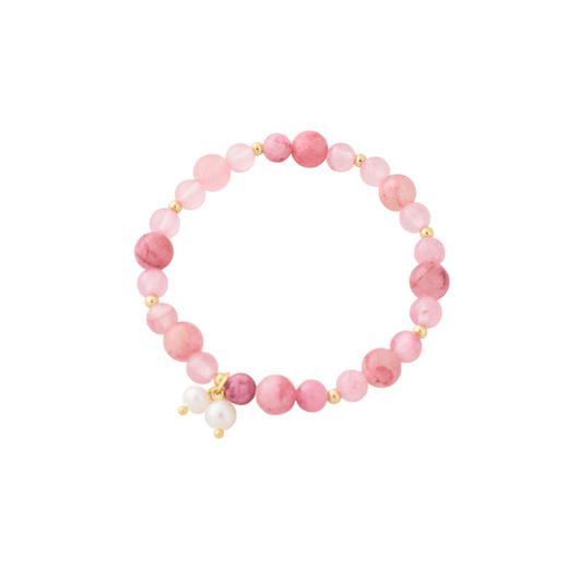 三彩2026新款国风渐变粉晶手串淡水珍珠吊坠气质温柔弹力绳甜美女 商品图4