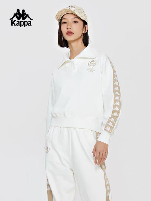 XY/Kappa卡帕背靠背针织套头衫女春秋短款运动卫衣休闲长袖➕休闲运动裤套装   K0E22WT03012 商品图2