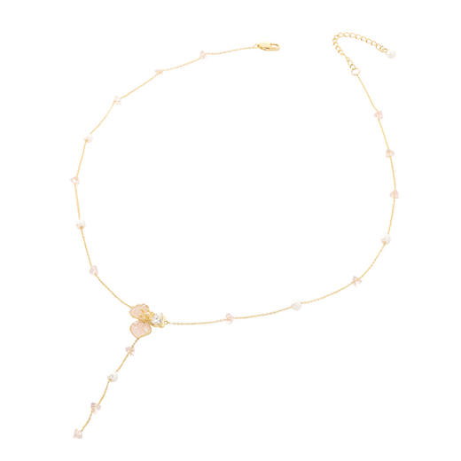 三彩2026新款仿水晶项链合成珍珠流苏套链饰品礼物浪漫轻奢 商品图2