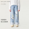 马克珍妮奇趣猫咪女童牛仔卷边阔腿裤2026年春装新款560175 商品缩略图0