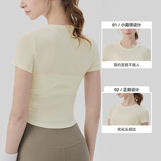 YOGACODE【火树银花系列】普拉提瑜伽服短袖女圆领紧身显瘦运动t恤DWY116127 商品图1