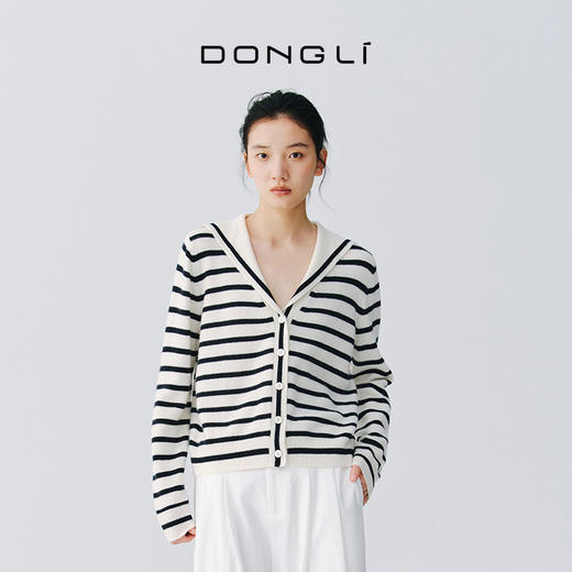 东黎 • 复苏的呼吸 云出海曙 山羊绒女士海军领开衫 6149 商品图1