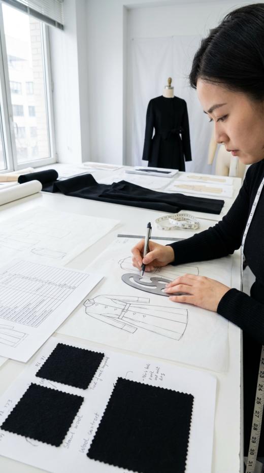 高断腰收折收腰女人味超长款双面手工腰带大衣 商品图8