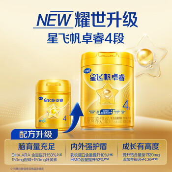 飞鹤星飞帆卓睿HMO4段儿童奶粉(3-6岁)750g*6罐 9维营养 高钙乳铁蛋白 商品图3