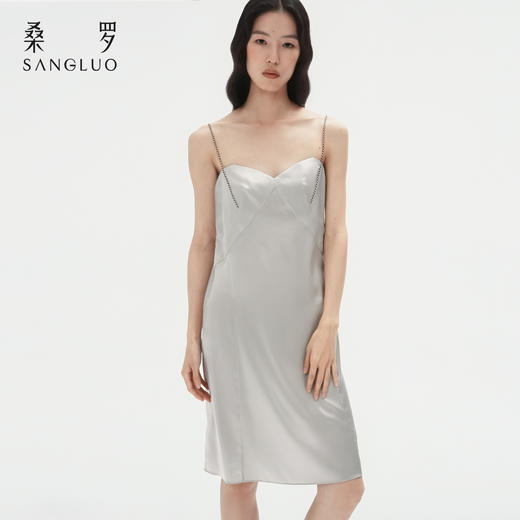 清冷优雅』桑罗23姆米重磅吊带裙桑蚕丝睡裙女家居服外穿 商品图3