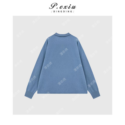 A008潘依绣丁丁宠粉PanYiXiu/潘依绣【宝宝蓝】100羊毛气质软糯立领长袖套头毛织D422 商品图2