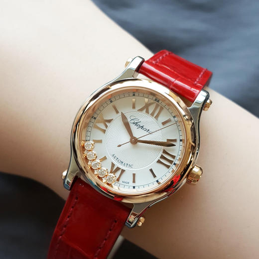 【95新】CHOPARD 萧邦278573-6013自动机械机芯30MM（女款）精钢/18K玫瑰金HAPPY SPORT系列170126TJ53 商品图5