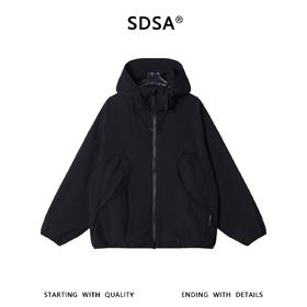 SDSA男装2026新款高贵轻奢百搭简约拼接纯色拉链立领连帽夹克时尚