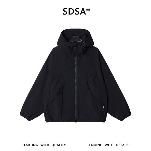 SDSA男装2026新款高贵轻奢百搭简约拼接纯色拉链立领连帽夹克时尚 商品图0
