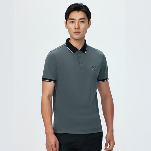 德鲨男士灰色短袖翻领T恤夏新款休闲撞色上衣男刺绣POLO衫 商品图4