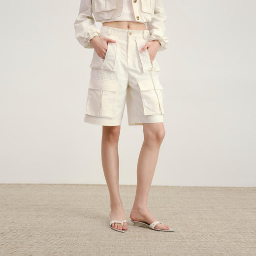 lost in echo2026年春夏新款工装风收腰灯笼袖短夹克外套中裤套装 商品图4