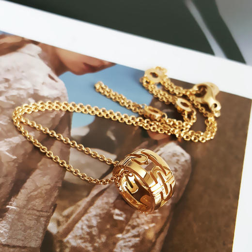 【95新】BVLGARI宝格丽Parentesi系列18K黄金镂空回形针Parentesi项链链长约46cm女士200126NJS45 商品图2