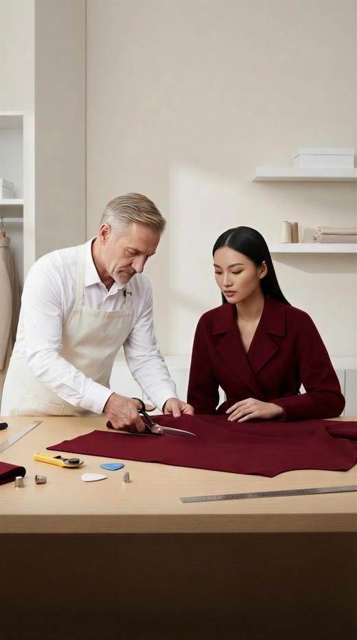 AN 侧开叉翻领两大包双面手工大衣（附腰带） 商品图2