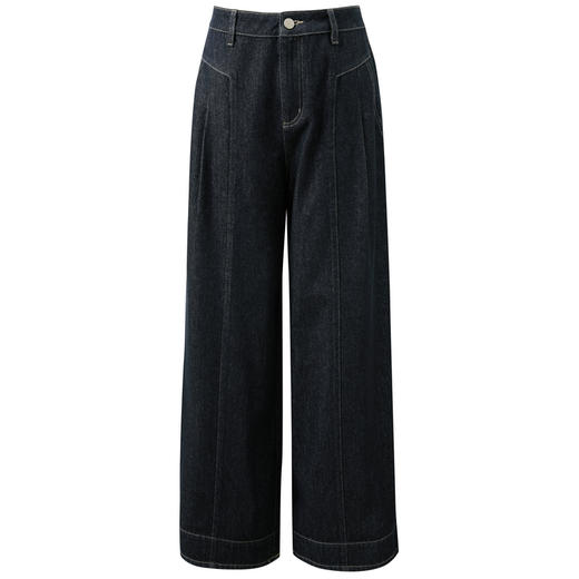 三彩2026春季新款休闲裤复古水洗牛仔裤宽松收腰阔腿裤长裤M 商品图4