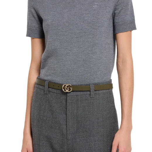 GUCCI 古驰 女士GG Marmont系列双面窄版腰带 米色 847132 FAFGJ 9778 商品图5