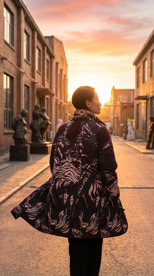 HN 双面穿围巾款撞色双面手工大衣 商品图3