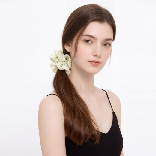 三彩2026新款波西米亚镂空针织发圈蓬松蕾丝渐变多巴胺高弹氛围感 商品图3